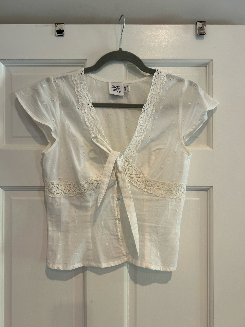 Princess Polly Tullock White Eyelet Top